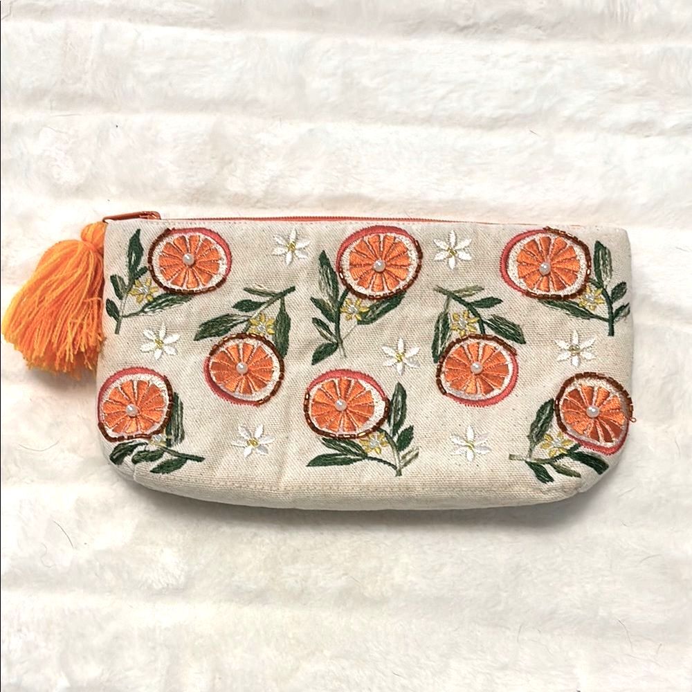 Antik Kraft embroidered beaded cosmetic bag travel clutch boho makeup bag